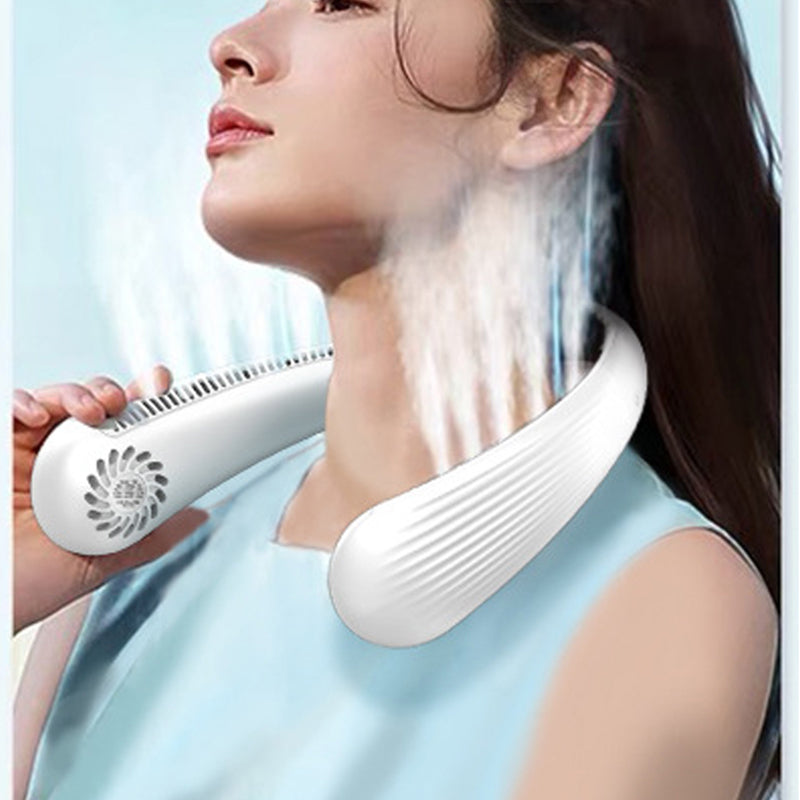 Portable Hanging Neck Fan, Bladeless Hands Free Fan with 3 Speeds, Wearable Personal Fan - White