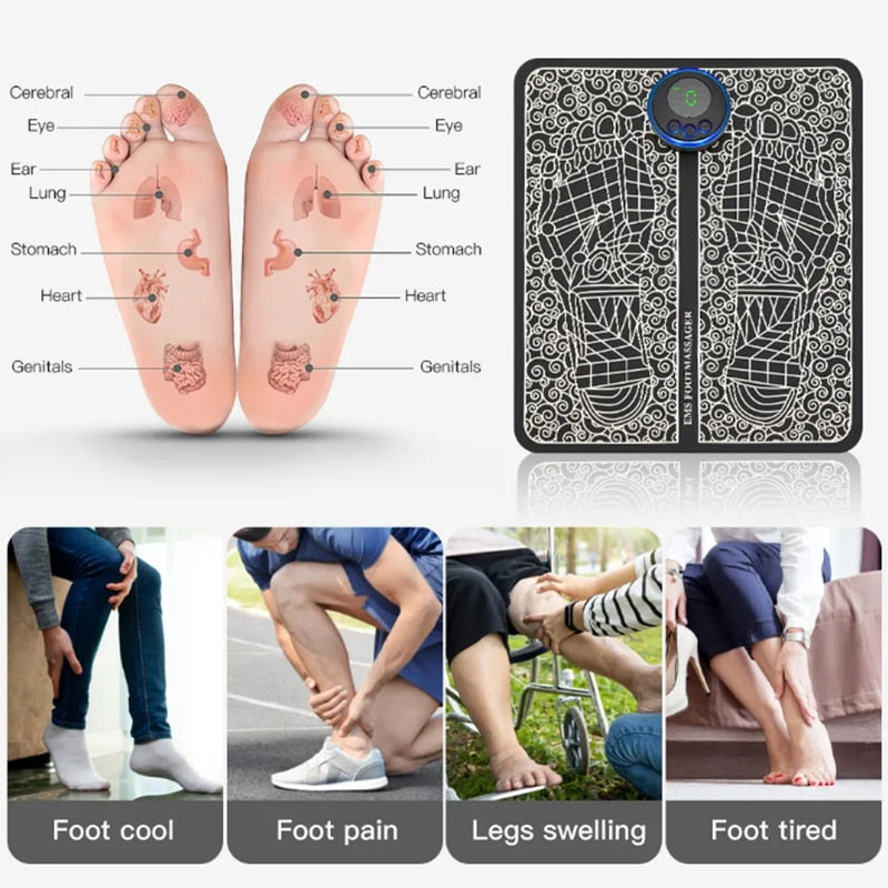 Smart Electric Foot Massager Pad Foldable EMS Muscle Stimulation Massage