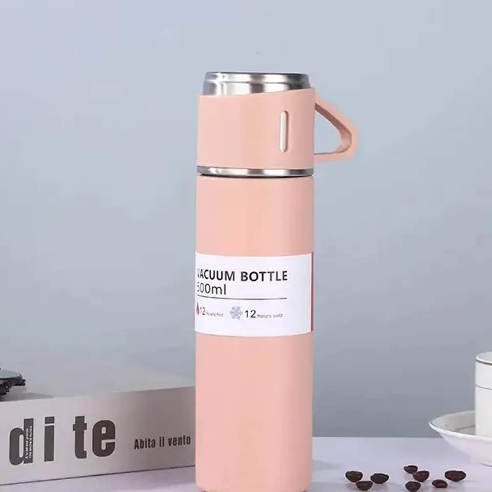 3 In 1 Vacuum Insulated Thermal Flask Set With Cup Set (random Color)